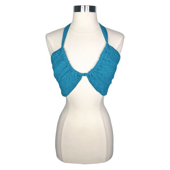 Free People Ruched Halter Crop Top - Size Large - Picture 1 of 4